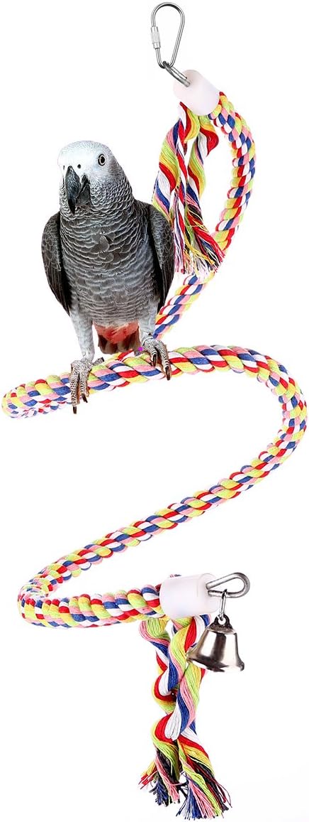 Bvanki Bird Rope Toys,49 inch Long Parrot Bungees Rope Toys, Large Medium and Small Parrot Toys Spiral Standing Toys (Medium 49 Inch)