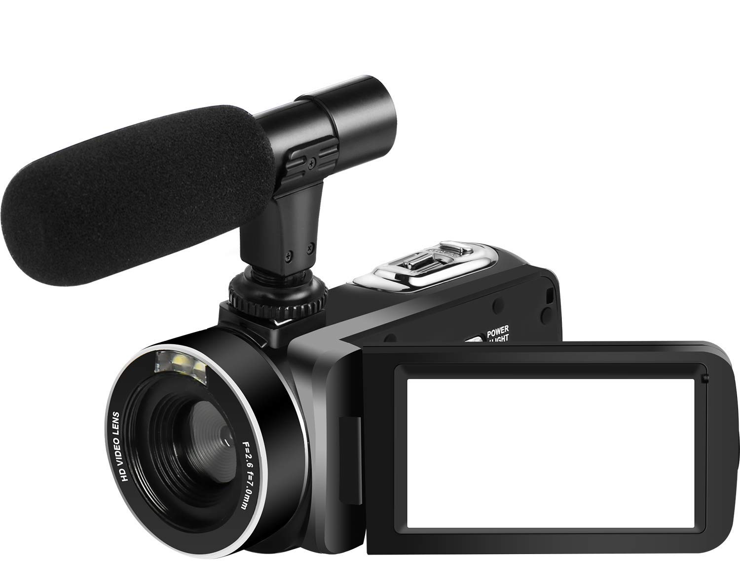Caméscope 4K 80MP Caméra Vidéo pour YouTube,30FPS Webcam à Vision Nocturne IR Caméra, Zoom Numérique 18X de à Écran IPS 3.0 270° Vlogging Camera avec Carte SD,2 Piles,Télécommande et Handstabilisateur