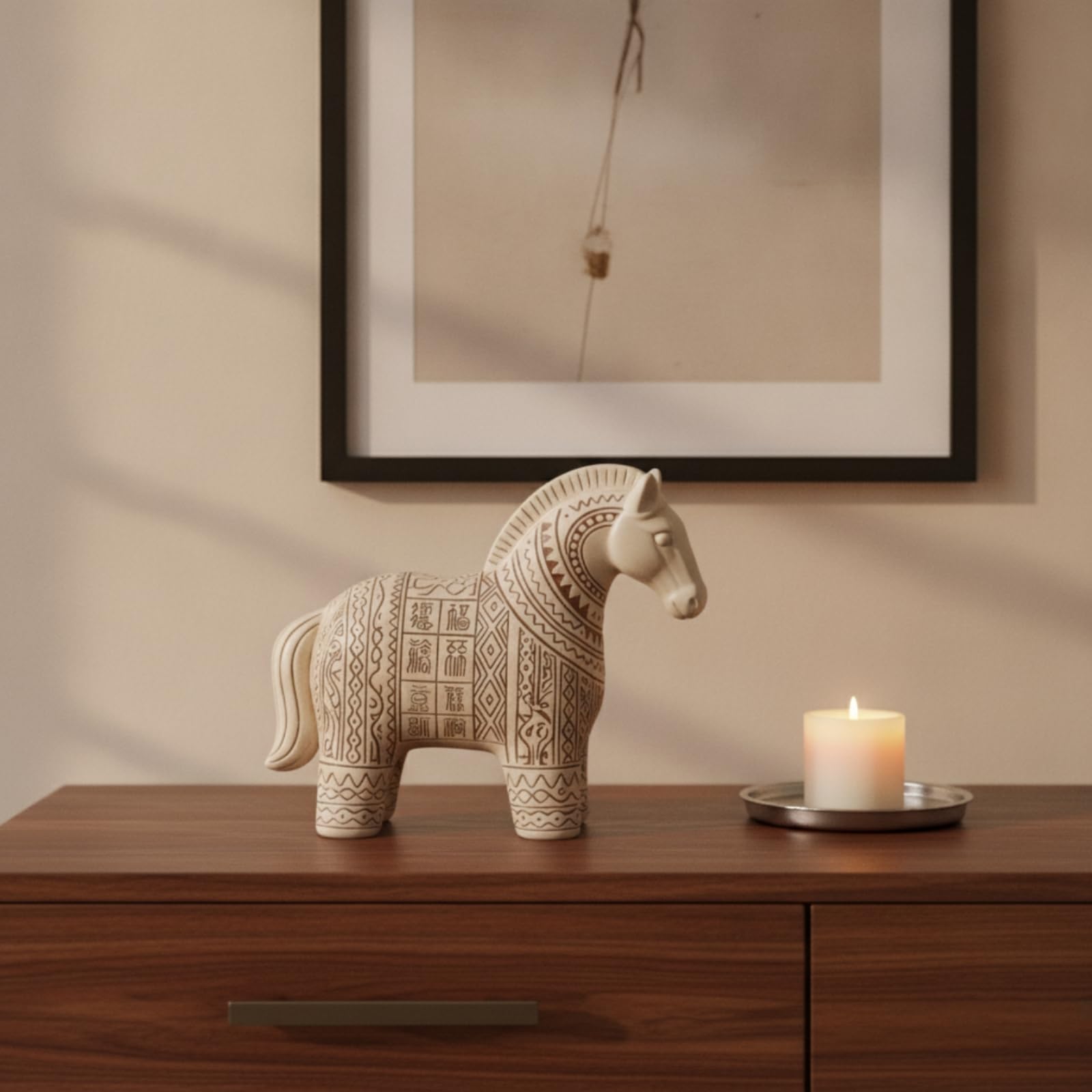1 Pezzo Statua Cavallo Figurina Cavallo Scultura Cavallo Ornamento Cavallo in Resina Folk Tradizionale E Linee Eleganti Adatto per Vetrina D Arredo