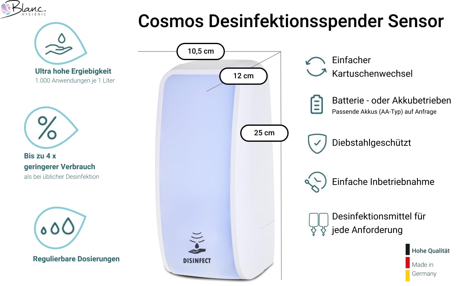 Cosmos Sensor-Desinfektionsstation Weiß + 3 L