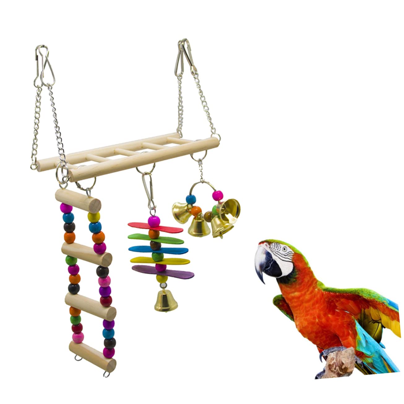 Happyyami 3piezas Escalera De Juguete para Aves Juego De Puente Colgante y Columpio para Periquitos Accesorios para Jaula De Aves para Escalar y Jugar