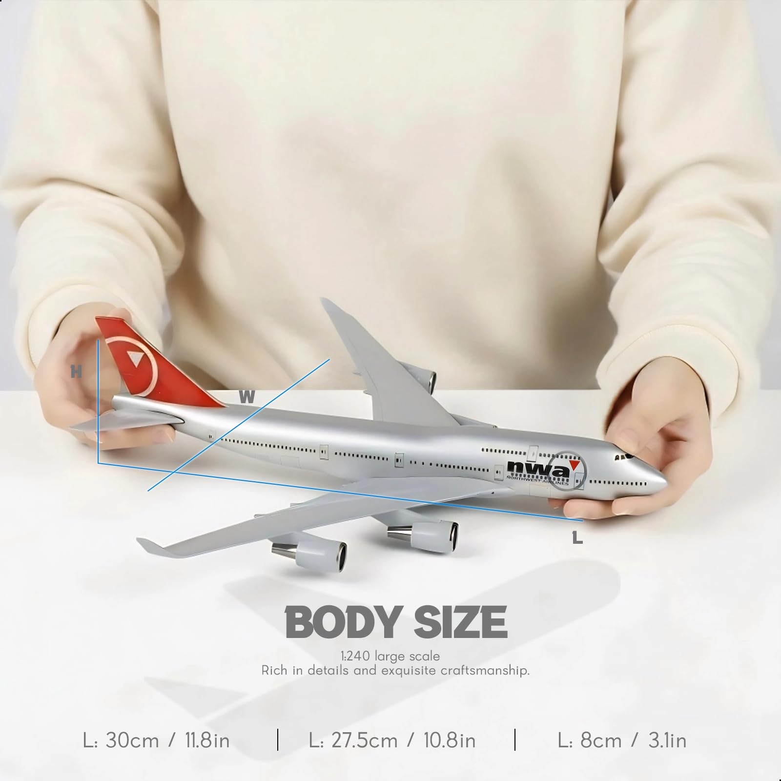 1/240 737 model samolotu do Northwest Airlines do Boeinga 737, model samolotu ze stojakiem (długość 30 cm), wstępnie wykonany zestaw modelarski dla dorosłych - kreatywne prezenty z lotnicy