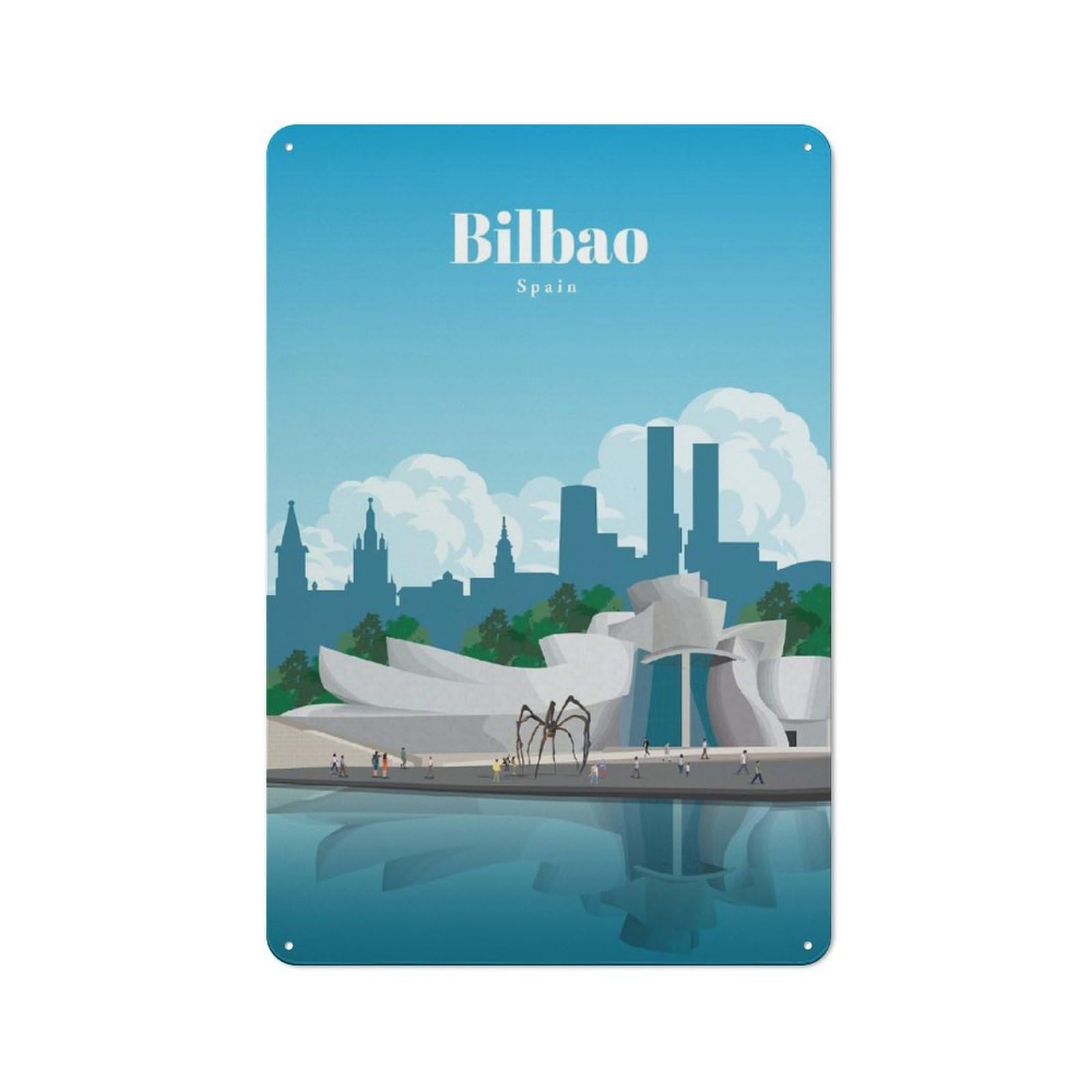 Junmoney Visit Bilbao Retro Printed Metal Sign 30X20cm For Living Room Wall, Wall Decor For People Reorganising Living Room