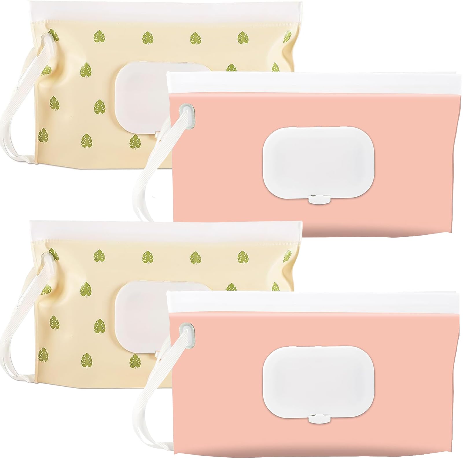 4 PCS Wet Wipes Dispenser Box, Refillable Wipes Holder Portable Travel Case