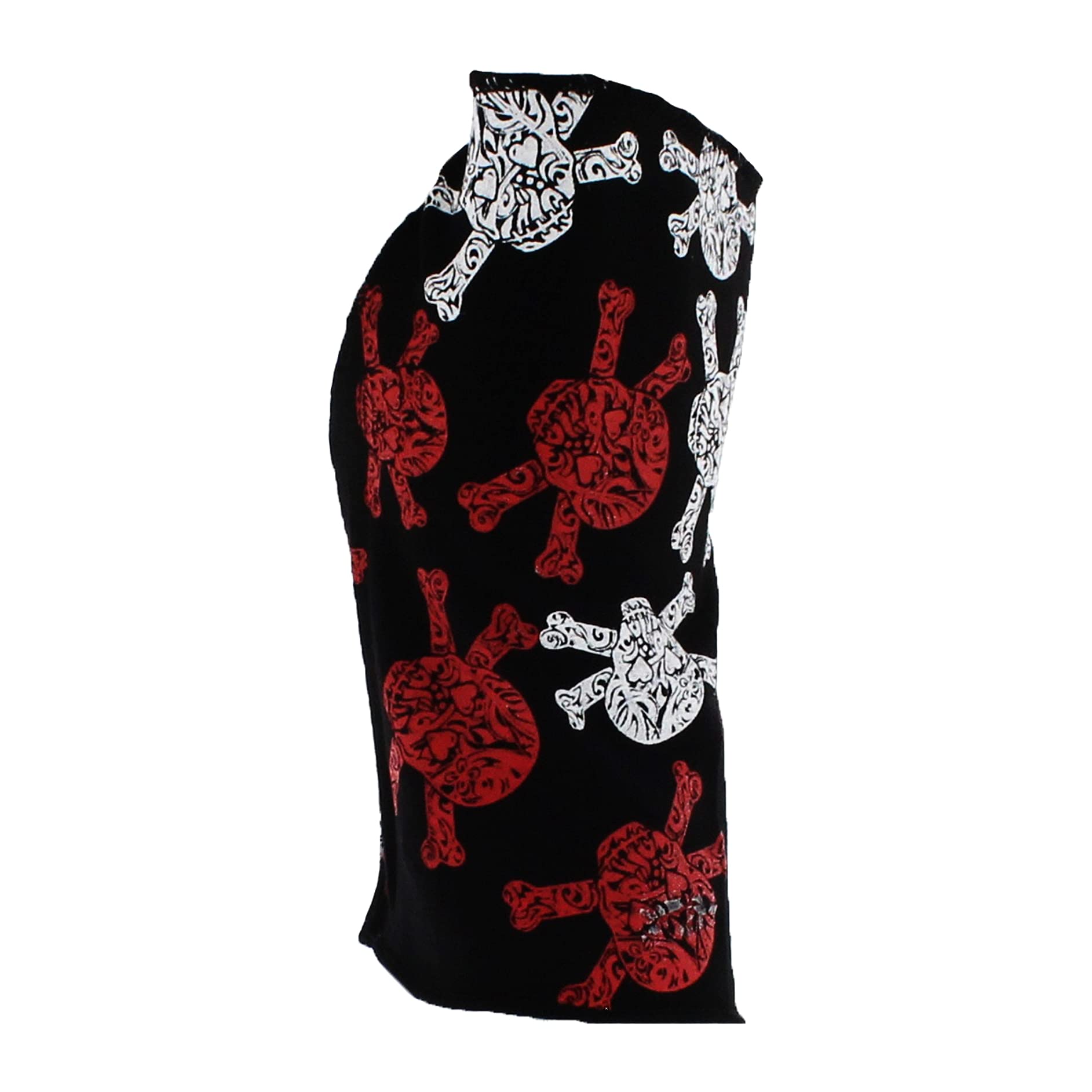 Zac's Alter Ego Black Short Fingerless Gloves with Skull & Crossbones
