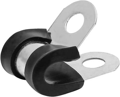 Miniatura 9 de 20 abrazaderas de cable de acero inoxidable de 58 pulgadas, abrazadera de tubo aislada acolchada de goma tipo R abrazadera de alambre de metal para