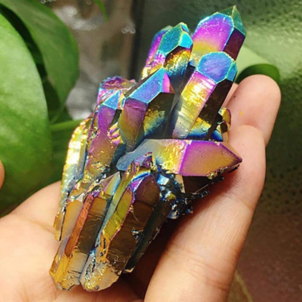 Precioso ángel arcoíris Aura Crazy Amethyst Clusters Natural cuarzo cristal áspero Lealing piedra para niños regalos