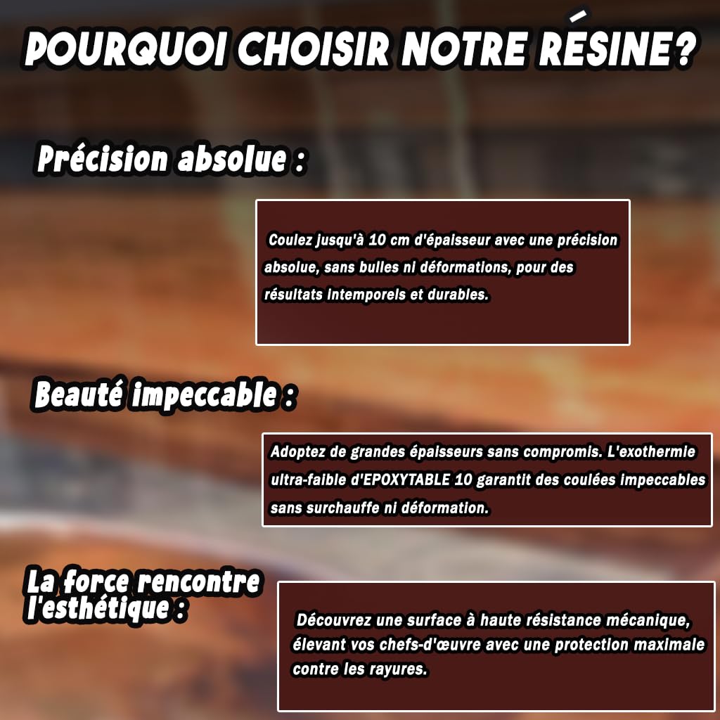 Resin Pro EPOXYTABLE 10 Résine Epoxy pour Coulées jusqu'à 10 cm, Idéale pour la création de Tables en Bois, Grandes Coulées, Œuvres sans Bulles - 100% Fabriquée en Italie - 1,25 Kg