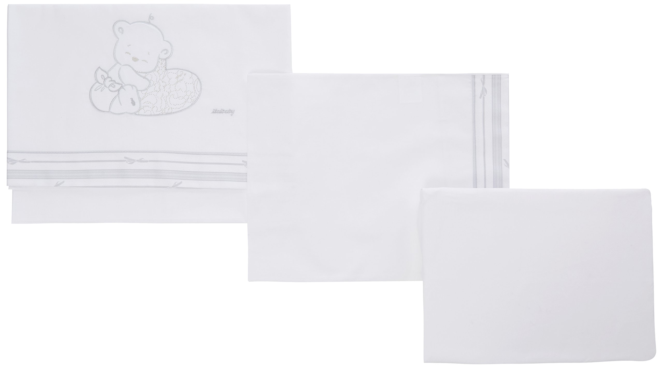 Italbaby amor juego de sábanas para cuna, color blanco, 3 piezas