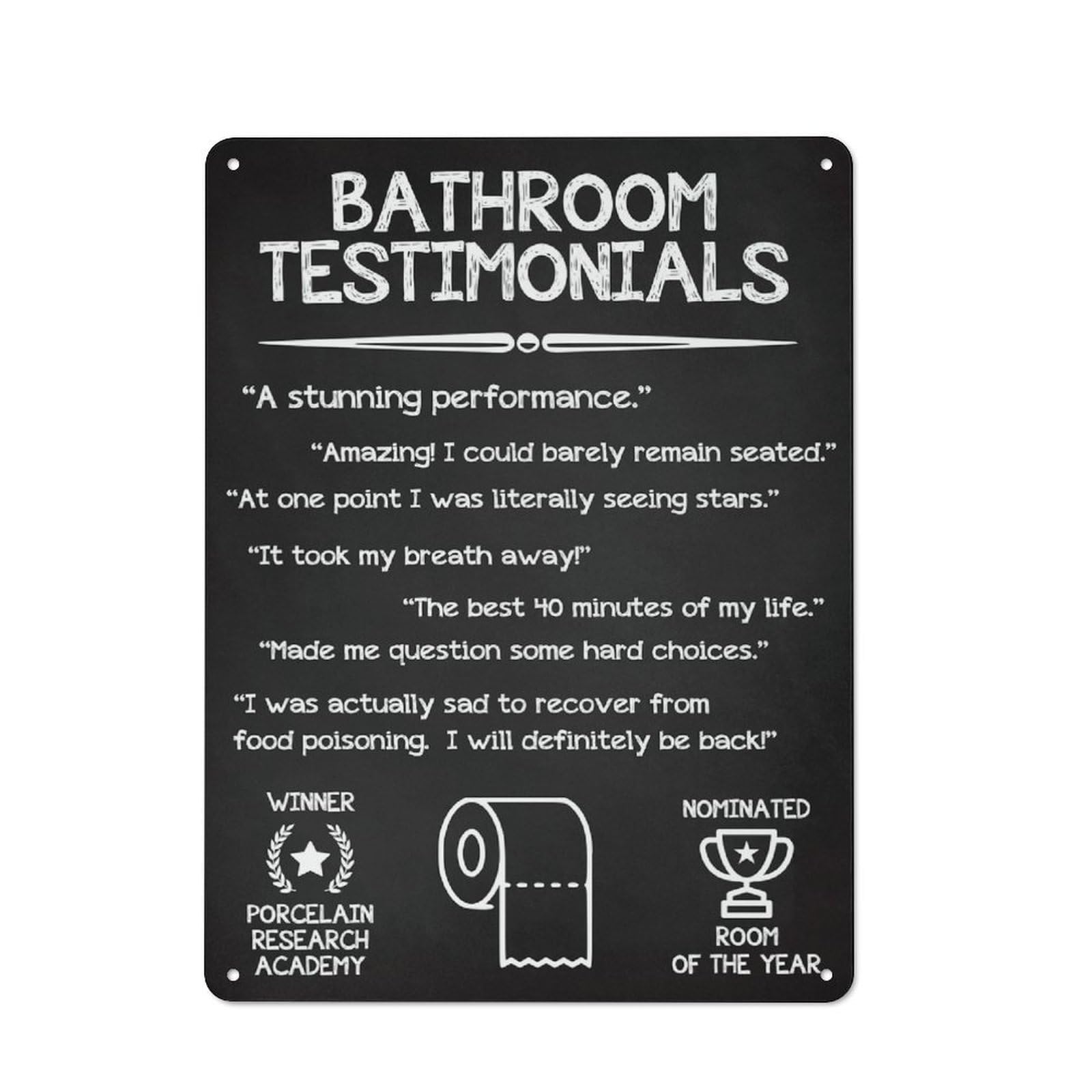 Junmoney Bathroom Testimonials Vintage-Inspired Tin Sign 40X30cm For Garage Or Workshop, For Vintage Wall Decor Fans, For Metal Sign Collectors