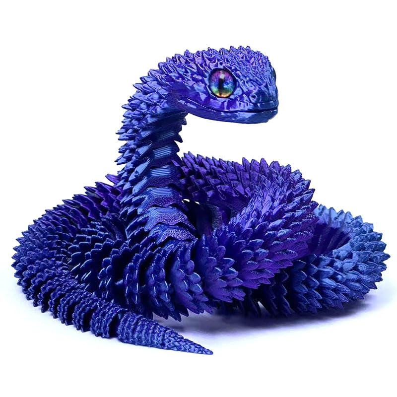 Binvin 3D Printed Animals-Snake Viper,3D Printed Snake Toys Articulated Snake 3D Printed Animals Animal Model Ornaments Creative Funny Toy Festival