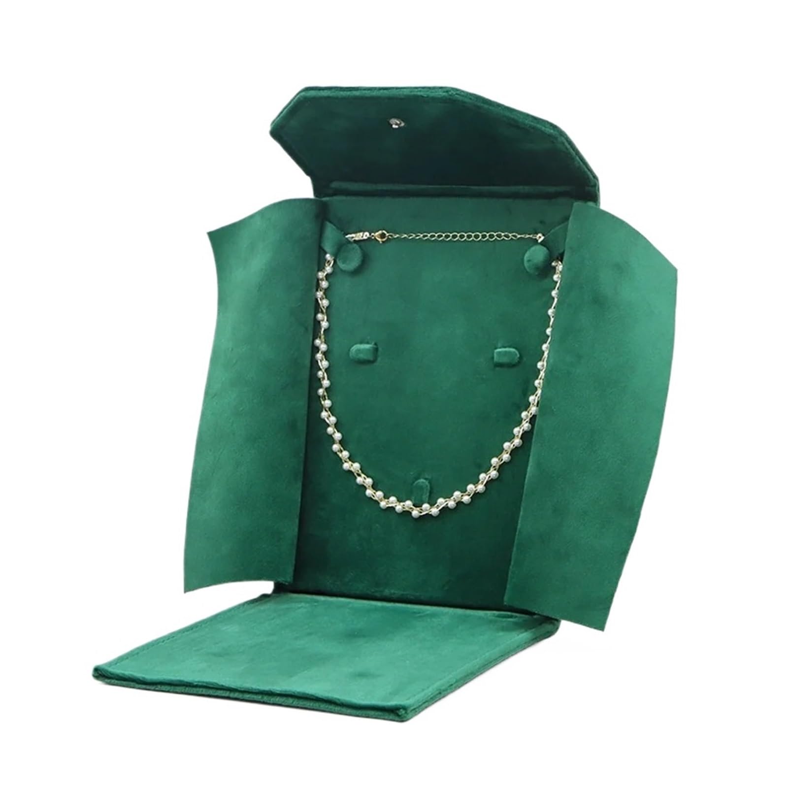 Samtbeutel Schmuckbeutel Samt-Schmuck-Organizer-Beutel, Perlen-Halsketten-Beutel, tragbare Ohrring-Ring-Aufbewahrungstasche, Faltbare Snap-Hochzeits-Verpackungsbox(Green)