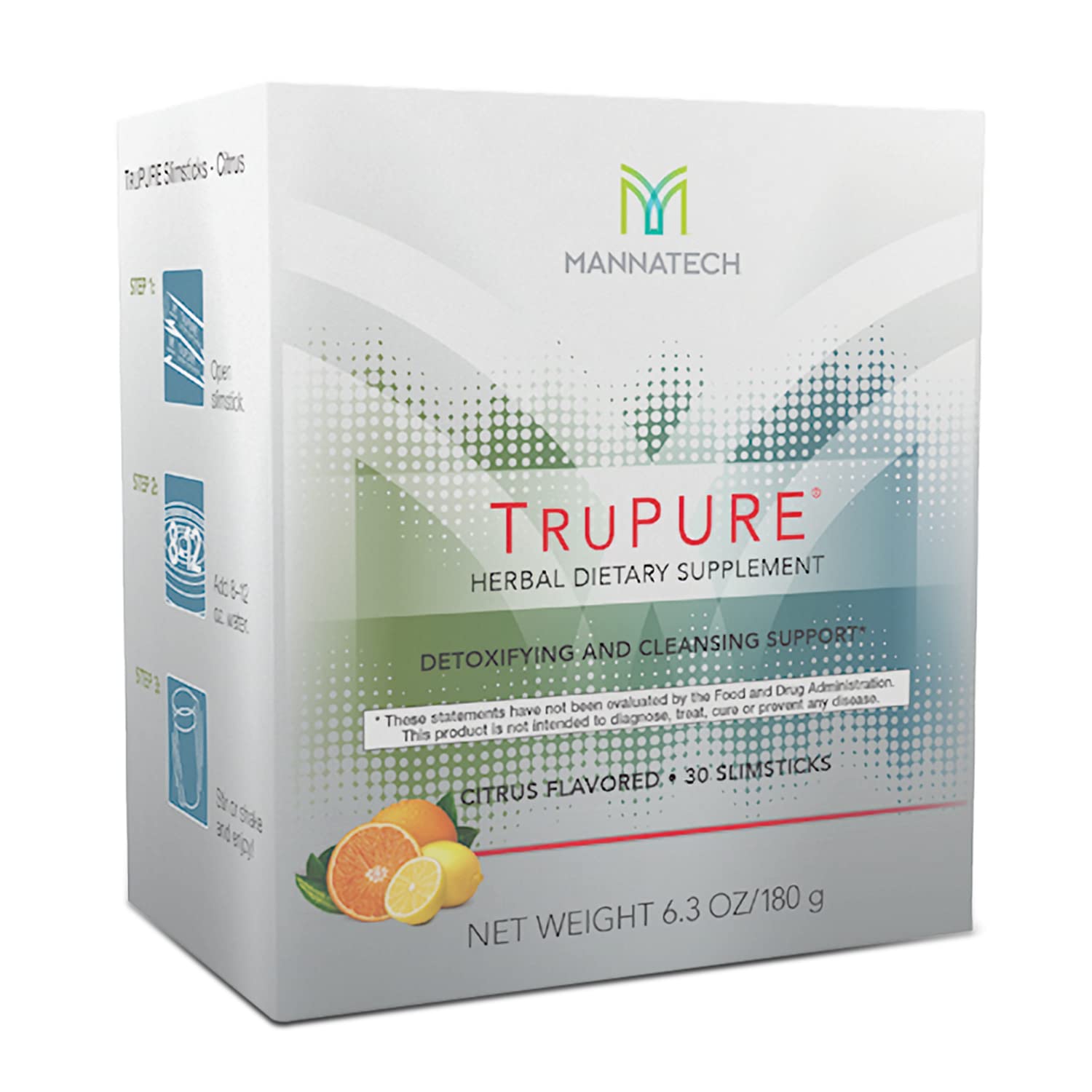 MannatechTruPURE Cleanse 30 Slimsticks. (Citrus) Herbal Cleanser Detox, Purify and Renewed Through Body Detox. Supports Overall Health