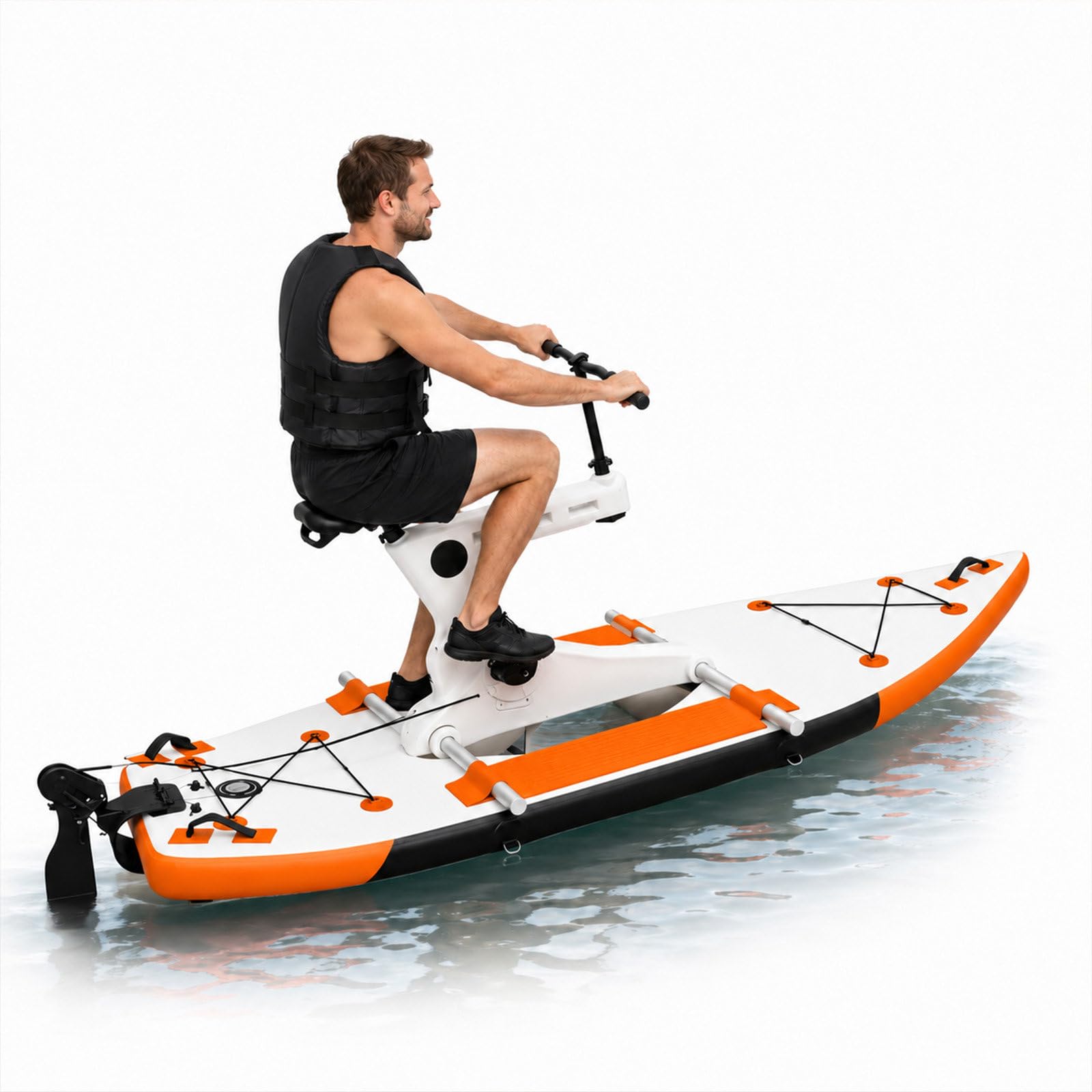 QJJML Water Bikes for Lake Inflatable Water Bike,Adult Inflatable Pontoon Water Bicycle,One-Piece Rear Gear Water Bike with Inflatable pump,For Lakes, Gentle Rivers, Resorts And Water Parks Orange