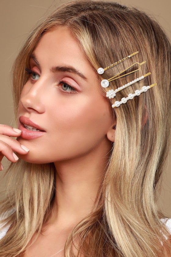 Pinzas para el cabello con perlas TEBIEKOY 6 pzas miniatura 6