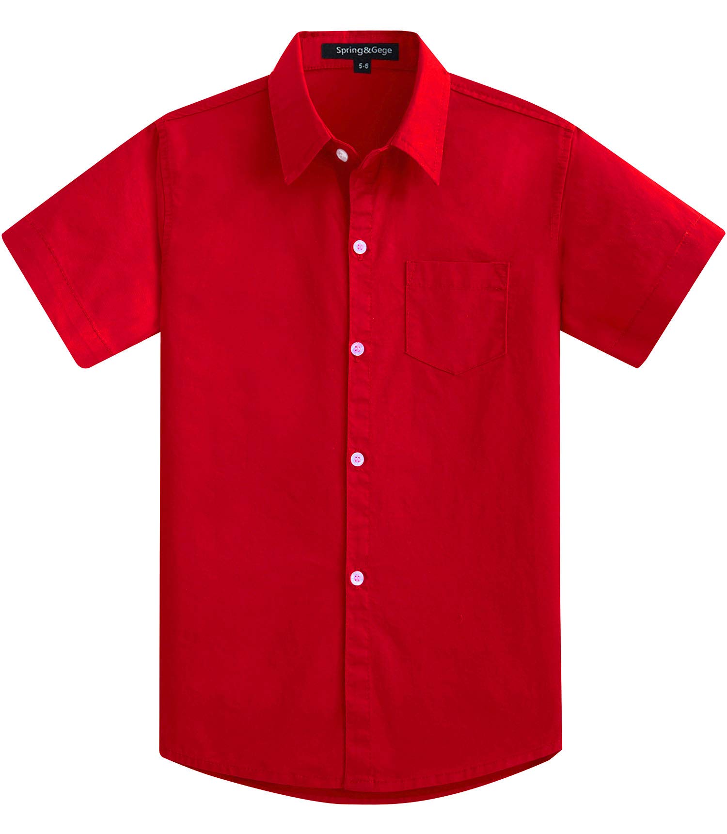 Spring&Gege Chicos Uniforme Manga Corta Abotonar Camisa para Niño (3-14Años)
