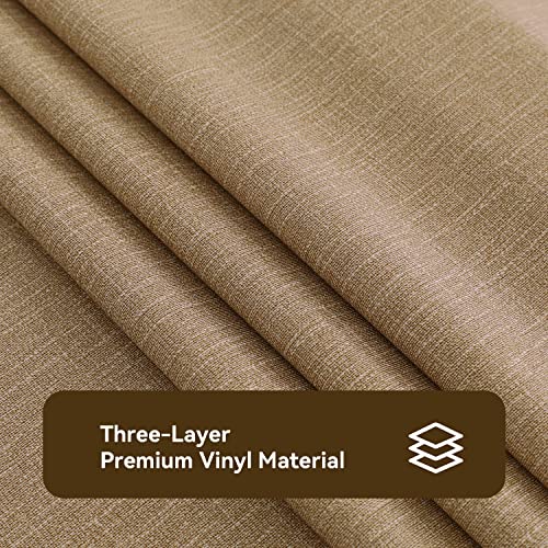 Image of Romanstile 100% Waterproof PVC Tablecloth, Rectangle Oil Spill Proof Stain Resistant Vinyl Table Cloth, Wipe Clean Plastic Table Covers for Kitchen /Dining /Parties - 54 x 78 Inch, Caramel
