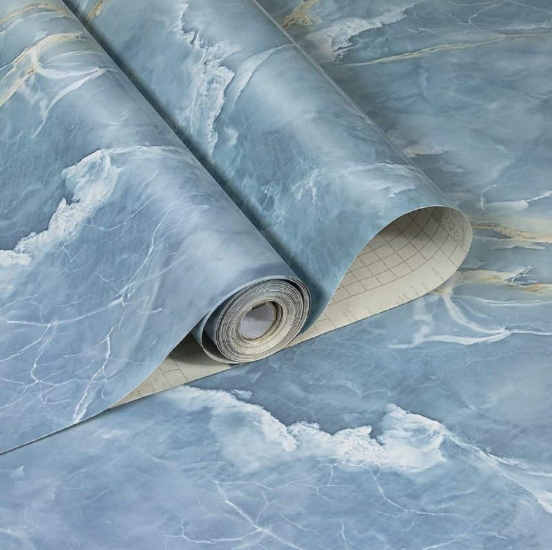 Image of New self-Adhesive Wallpaper and Wall Stickers Oil Proof Water Proof Heat Resistant for Kitchen Backsplash /Hotel /Wallpaper for Living Room /Bedroom & Cafe Walls (Blue)