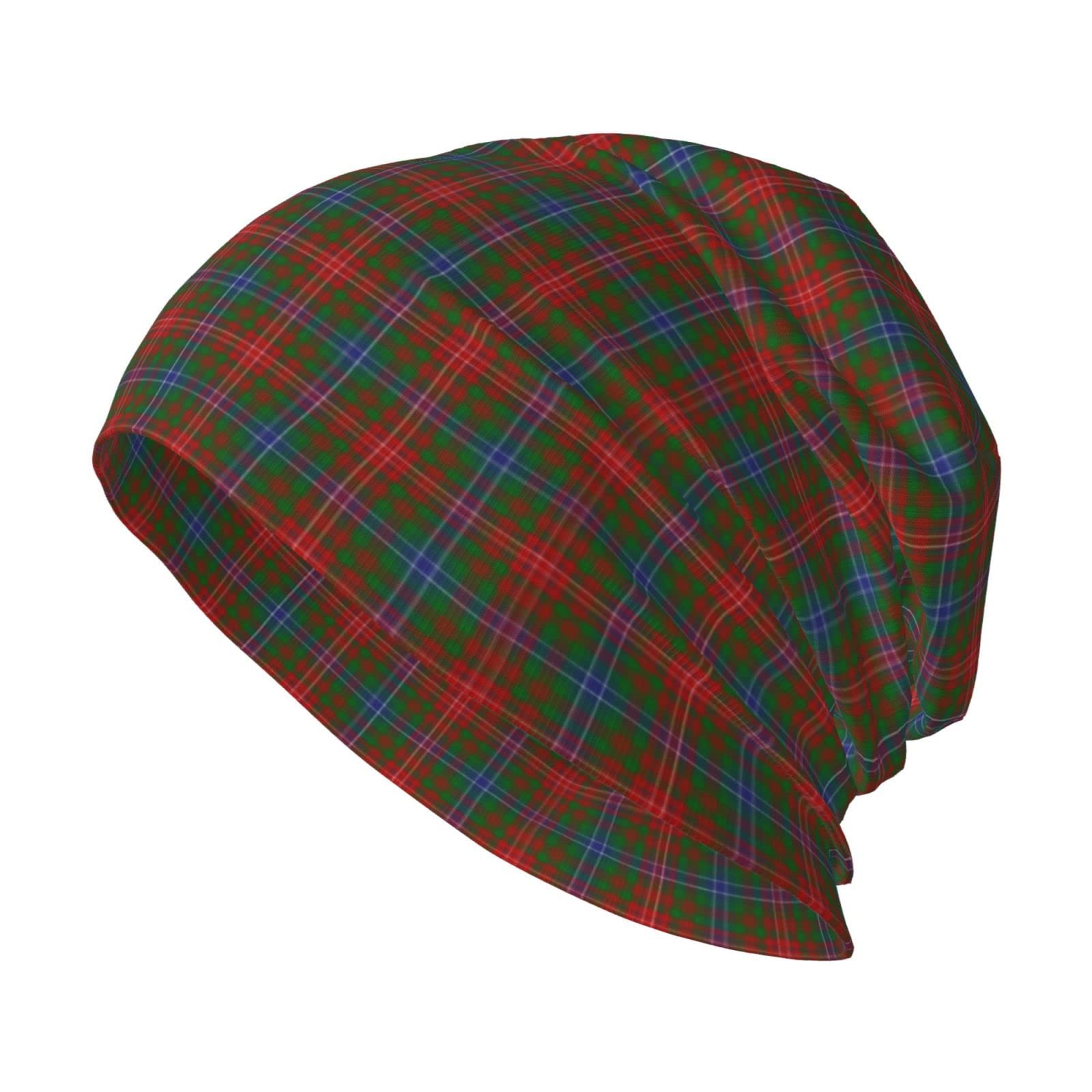 Oudrspo Unisex Beanie Hat Clan Wood Scottish Tartan Plaid Warm Slouchy Knit Hat Headwear Gift for Adult