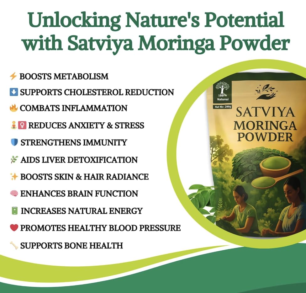 Image of Moringa Powder Organic India 1Kg, Pure Natural Moringa Leaves powder, Ayurvedic Superfood for Naturally Boost Energy Levels, Immunity, Boost Energy Level & Digestion