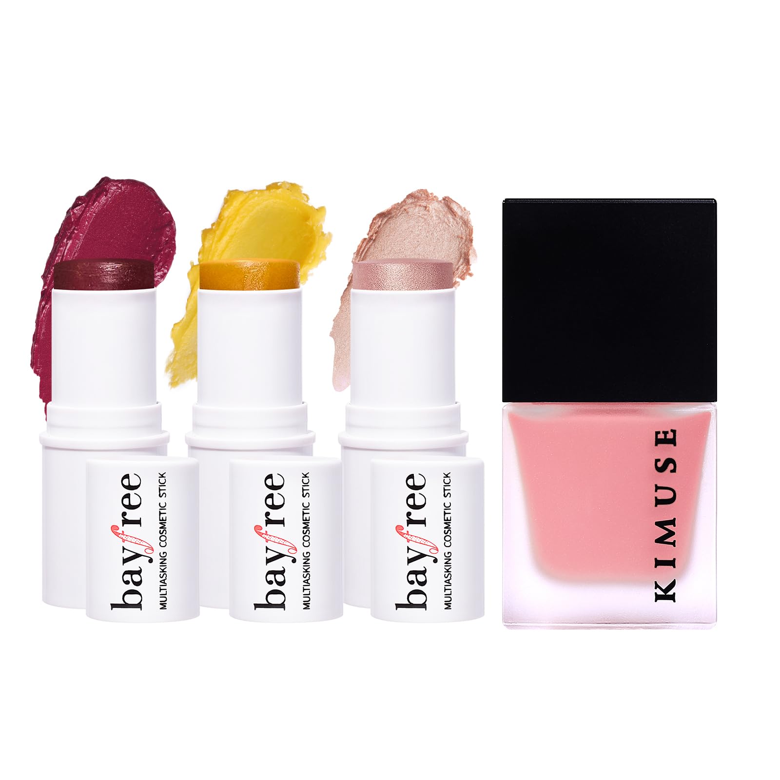KIMUSE Multi Stick Trio Face Makeup & Lightweight Breathable Feel, Sheer Flush Of Color Liquid Blush Makeup