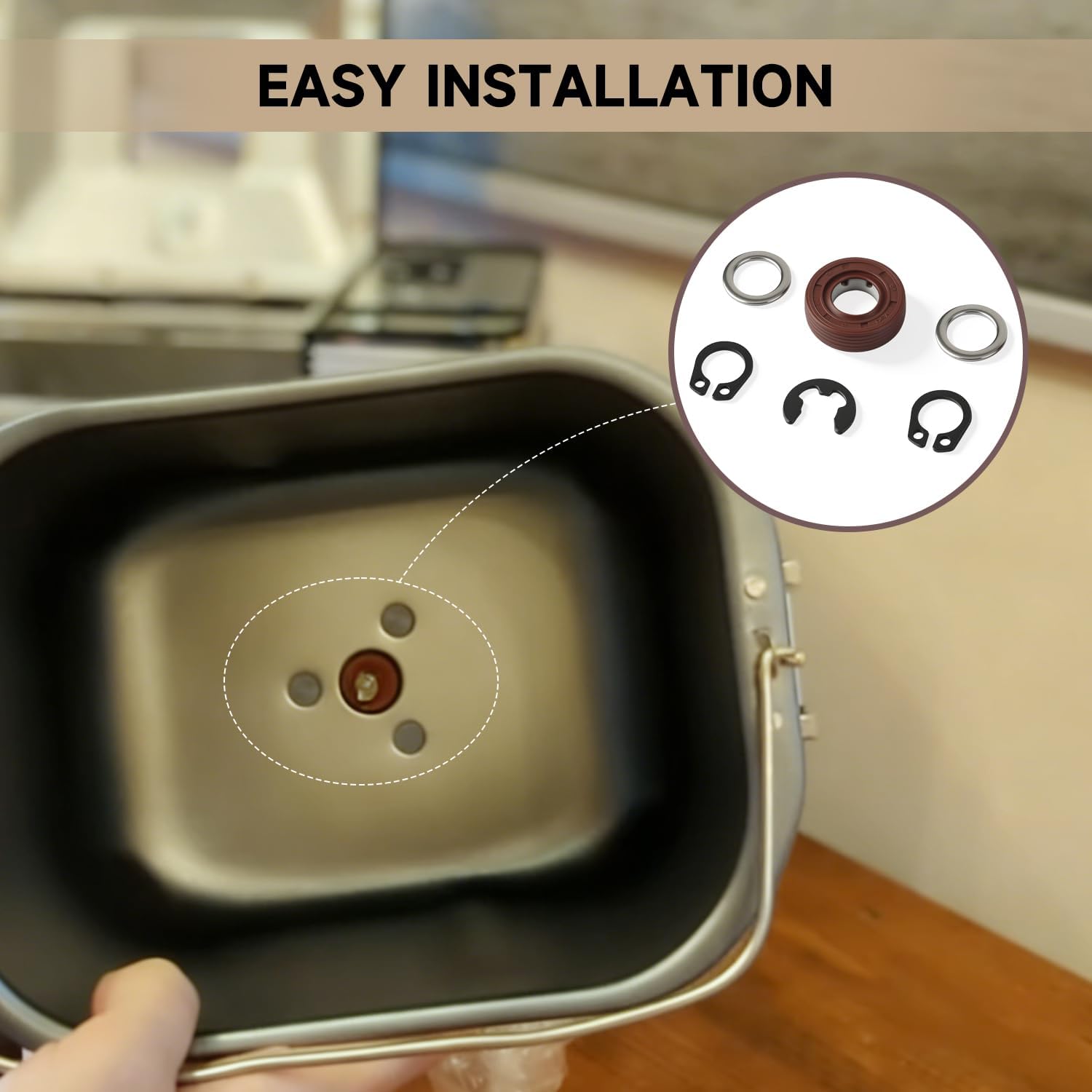 Heavy Duty Pan Seal Replacement Kit Compatible with Cuisinart Bread Maker CBK-100 Includes Rubber Seal Stainless Steel Flat Washers & Clips Replace#: 7MKIT-HD
