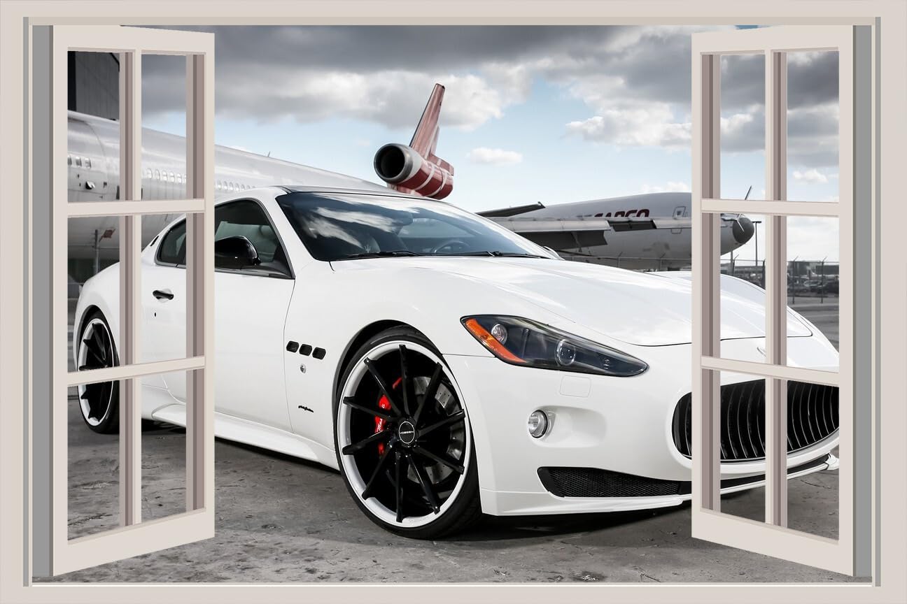 JVERF - JZZA16417 Maserati Granturismo| Self-Adhesive Open Window Wall Sticker