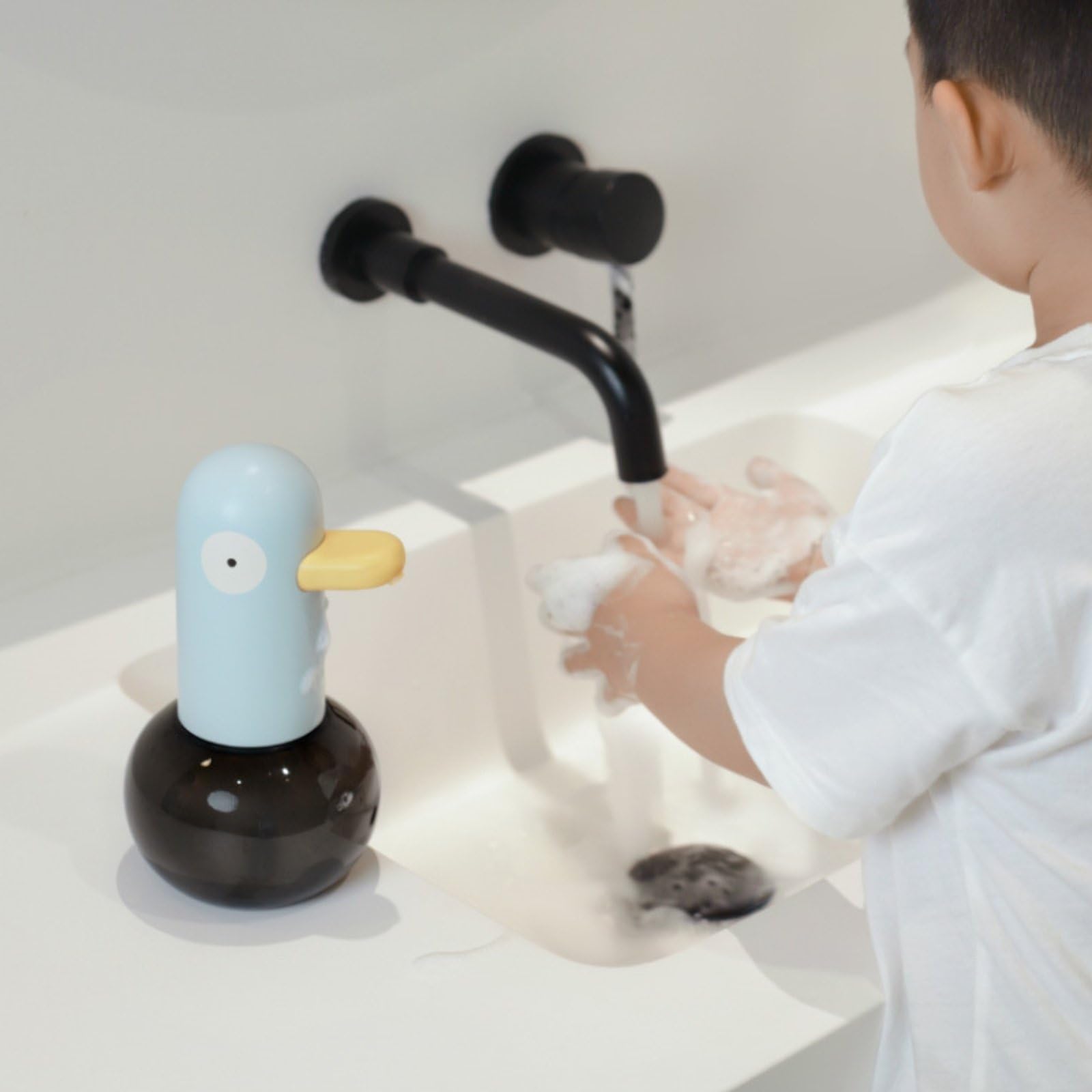 Dispensador de Jabón de Espuma Automático Dispensador Dosificador Bomba Funcionamiento Eficiente con Batería de y Tanque Visible IPX4 Adecuado para Cocinas Húmedas Baños Hogares, Azul