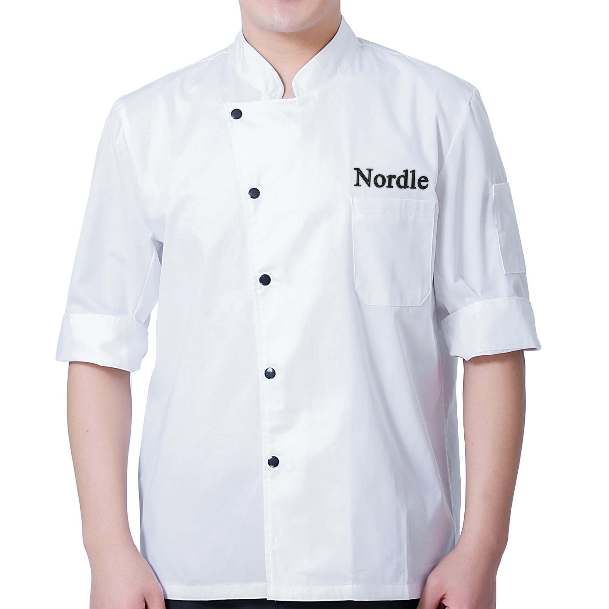 FAXIOAWA Giacca da Chef Unisex Personalizzata a Maniche Lunghe Nera/Bianca, Cappotto da Chef Ricamato con Nome/Numero, Divisa da Lavoro Professionale da Cucina per caffè dell'hotel