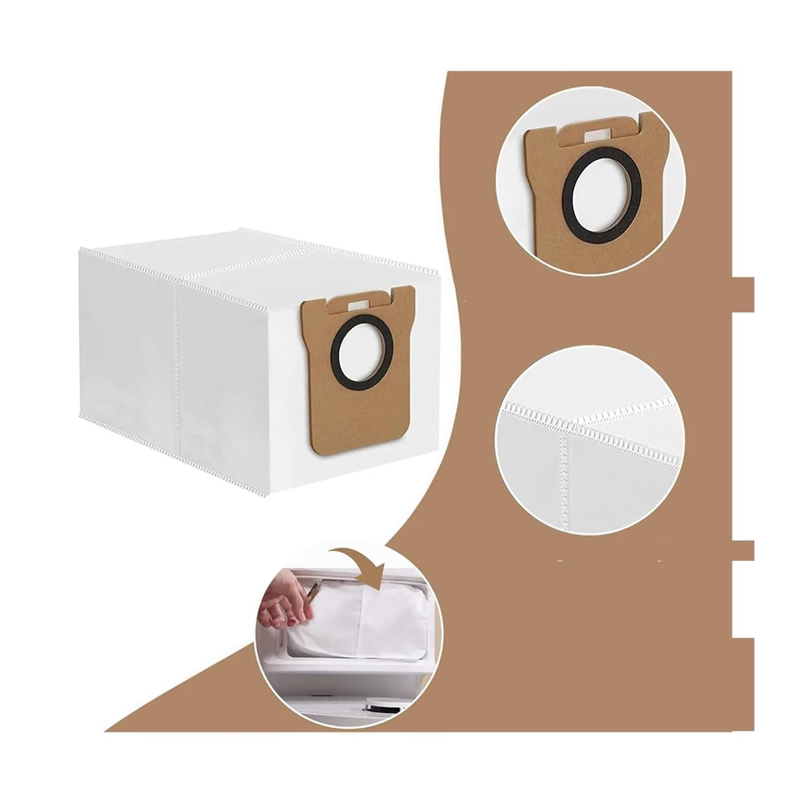 Kompatybilny z akcesoriami do robota odkurzającego Xiaomi X20+/X20 Plus Szczotka rolkowa Szczotka boczna Filtr Nakładki na mopa Worki na kurz Części zamienne(5bags10mops)