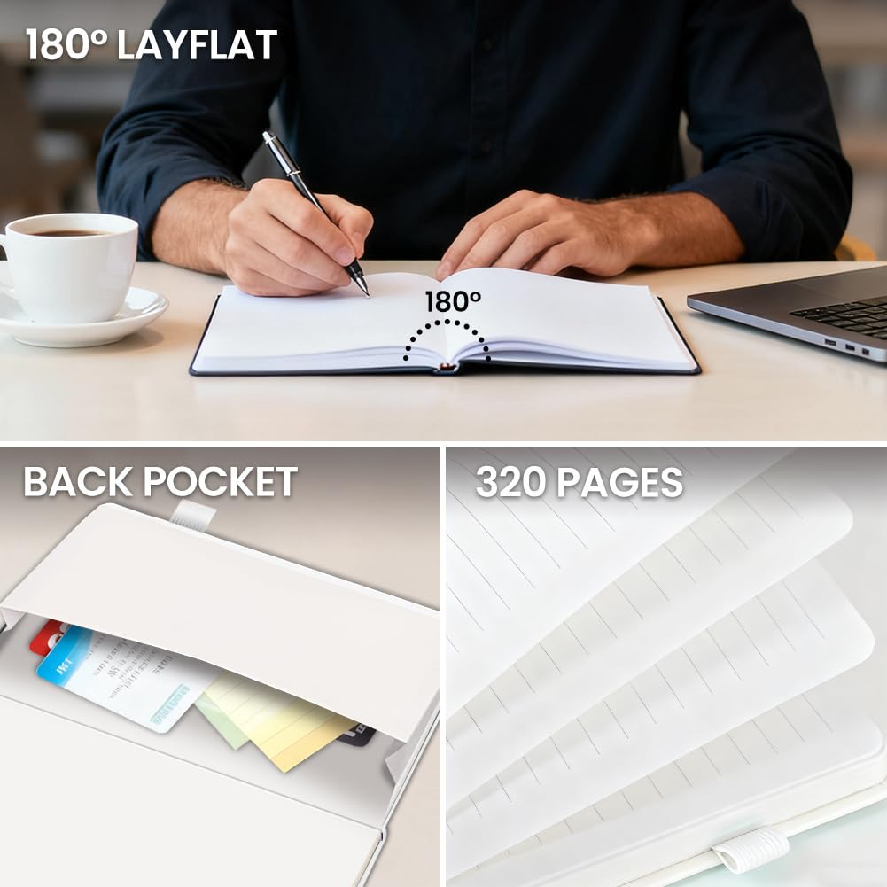 ANATTASOUL Cuaderno Rayado Fases de la Luna Cuadernos Rayados con Porta Bolígrafo para Mujeres Hombres, 14.5x21x1.9cm Diario A5 Tapa Dura de Cuero para Trabajo, Diario, Regalos (320 Páginas)