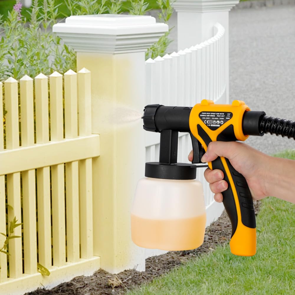 Hoteche Pistola a spruzzo elettrica HVLP da 700 W, 800 ml, ugello da 2,5 mm, 1000 ml/min, tubo da 3 m, spruzzatore di colore