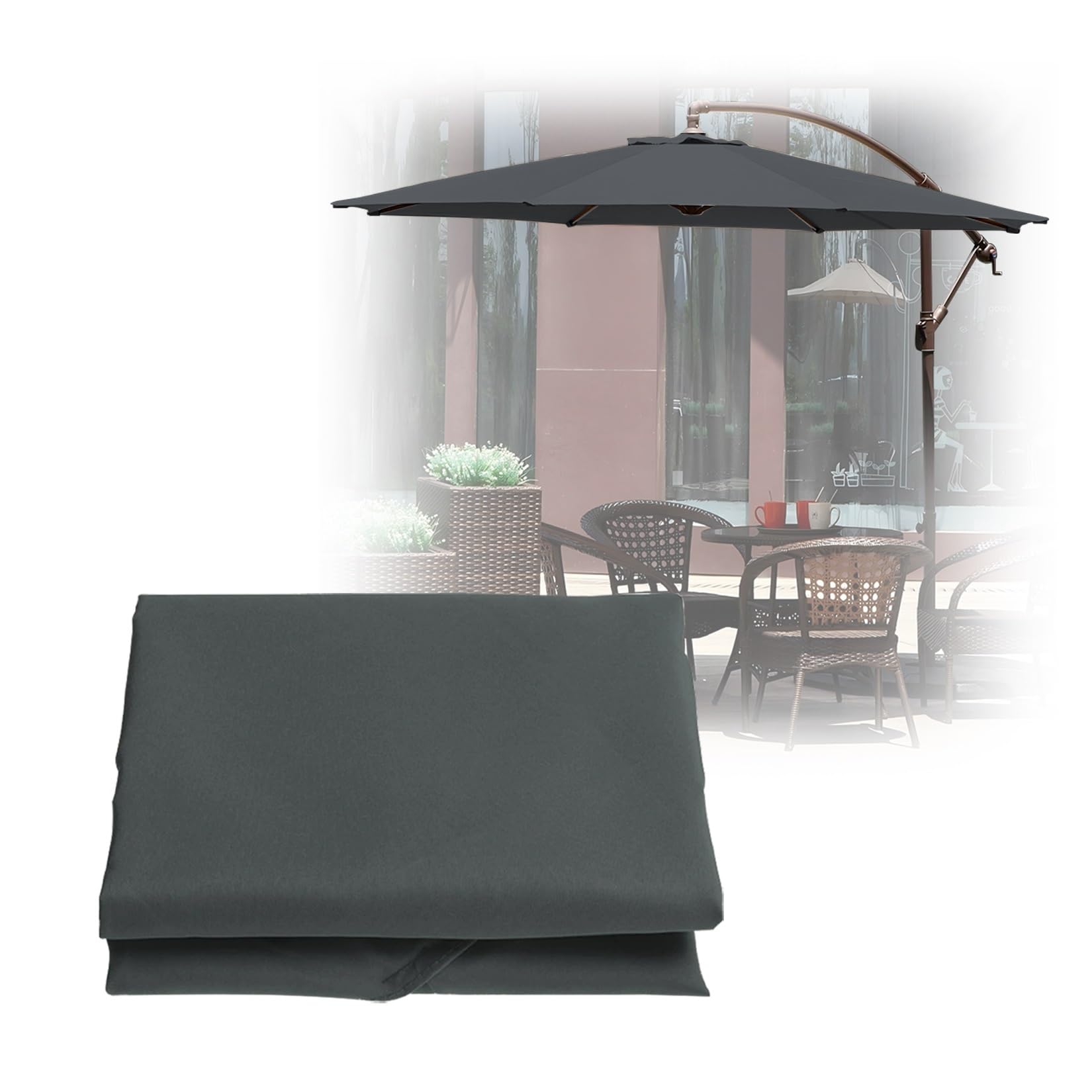 ESOYAWE Garden Parasol Covers Replacement Parasol Canopy, 6 Ribs 8 Ribs Patio Umbrella Replacement Canopy, Waterproof UV Protection Outdoor Parasol Fabric Replacement (Canopy Only)