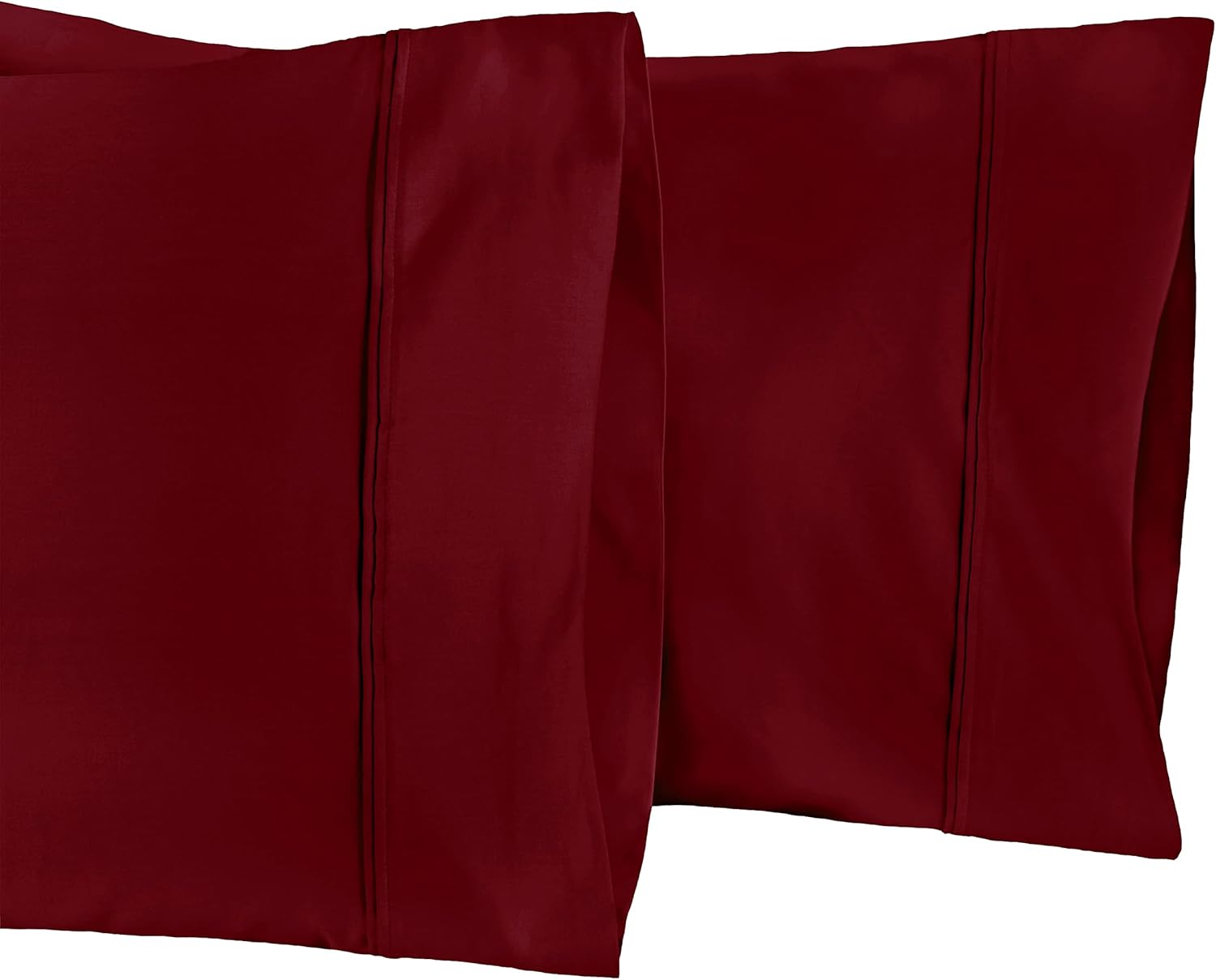 BLUENILEMILLS BNM 1200 Thread Count Egyptian Cotton Pillowcase Set, Luxurious Sateen Weave, Solid, 2-Pieces, King, Burgundy