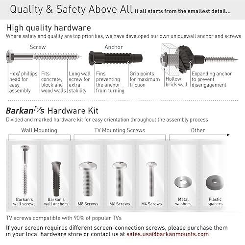 Miniatura 8 de Barkan Soporte de pared largo blanco para TV, articulado de movimiento completo de 13 a 65 pulgadas, soporte de pantalla plana/curva, soporta hasta
