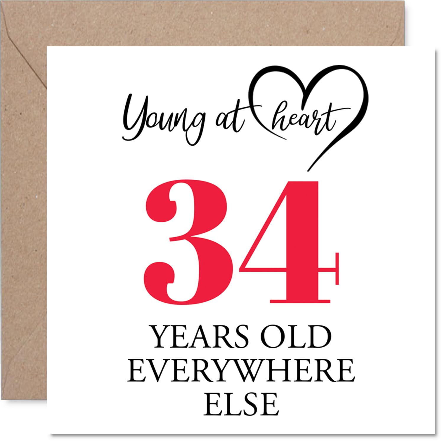 34th Birthday Cards for Women and Men, Young at Heart