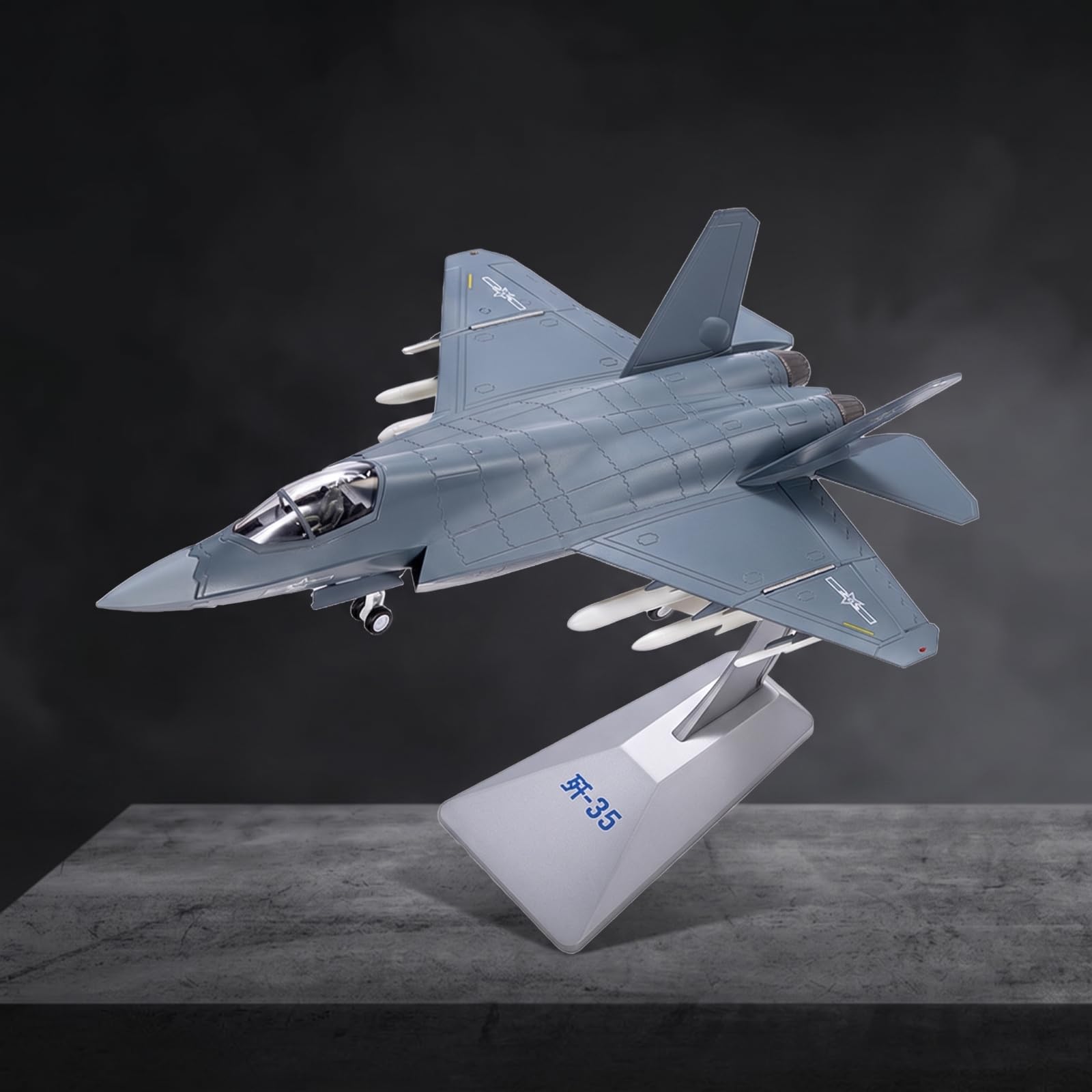 Aereo Modello Aereo Caccia Miniatura Espositore Lega Assemblato Finitura Realistica Riproduzione Fedele con Design Strutturale Definito E Piedistallo