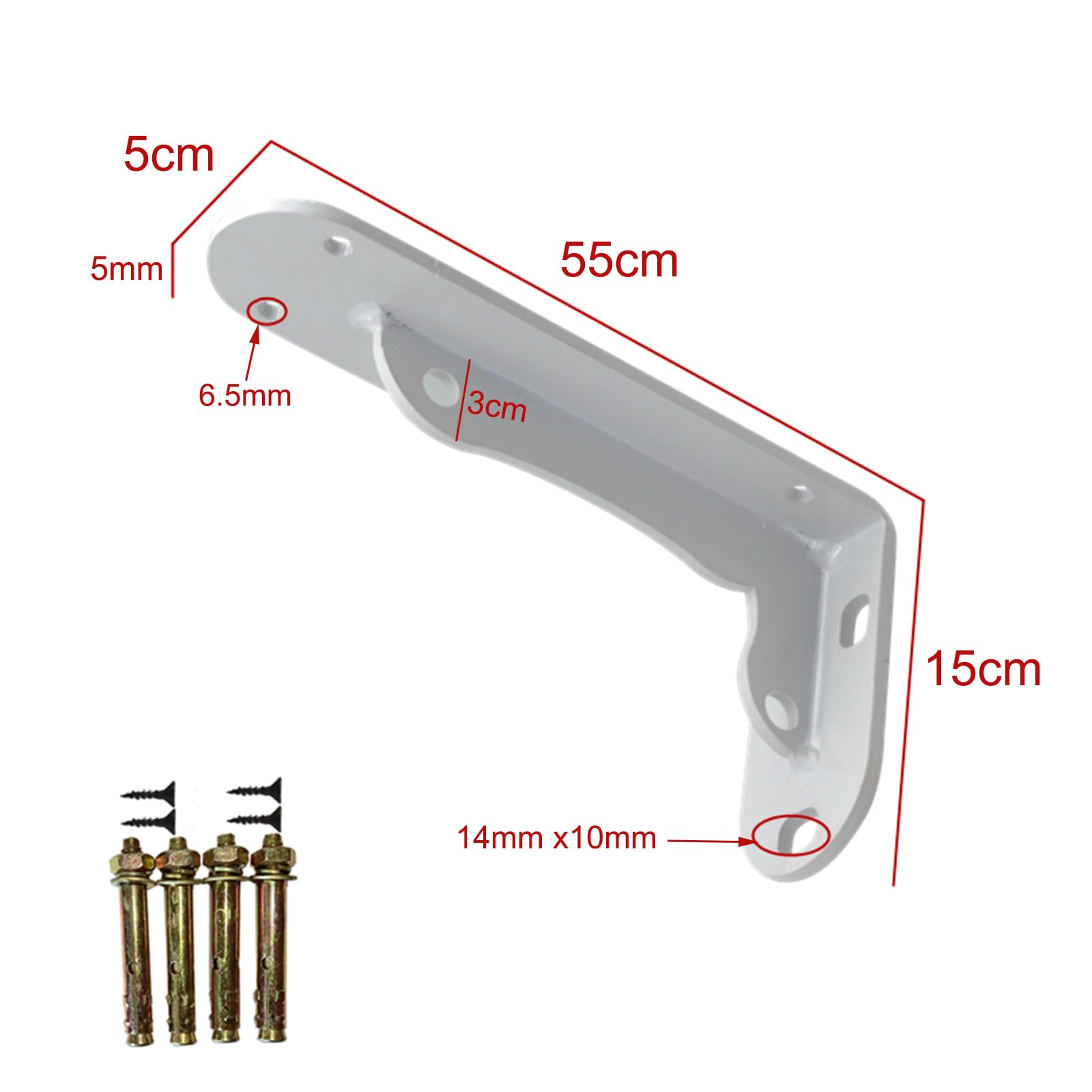 2x Staffe per Mensole da Parete,Staffa Triangolare Supporti per Mensole,Staffa per Mensola Pesanti,Reggimensola Ferro,per Libri Scaffale,Garage,Cucina,con Viti,Bianco (55cm x 15cm)