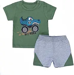 Conjunto Bebê Menino Camiseta Manga Curta Estampada e Bermuda Loja Era Uma Vez – Conforto e Estilo para o Verão