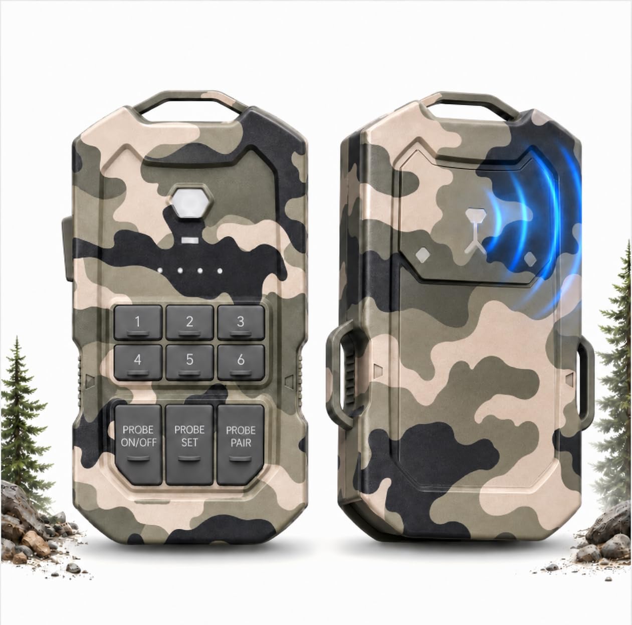 LETWESAF Sensor Radar para Alarma perimetral Camping, Camuflaje | Radar de 24 GHz detecta movimiento; alcance inalámbrico de 800 m, recargable e IP66 – para camping, autocaravana y propiedad.