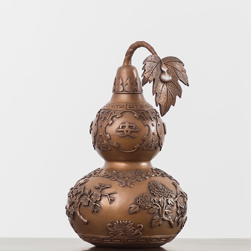 Ornamento Zucca Pacifica Quattro Stagioni in Rame Puro, Mascotte Feng Shui in Ottone e Bronzo