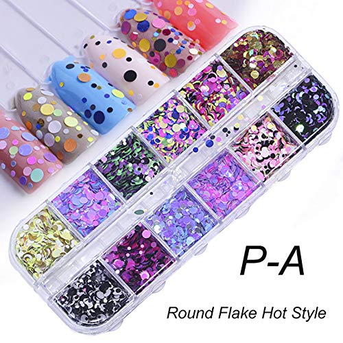 48 Farbe Nagel Pailletten Glitter, Nail Art Strassstein glitzer für gesicht körper glitzer, Shiny Gemischt Runde Dünne… – Bild 5