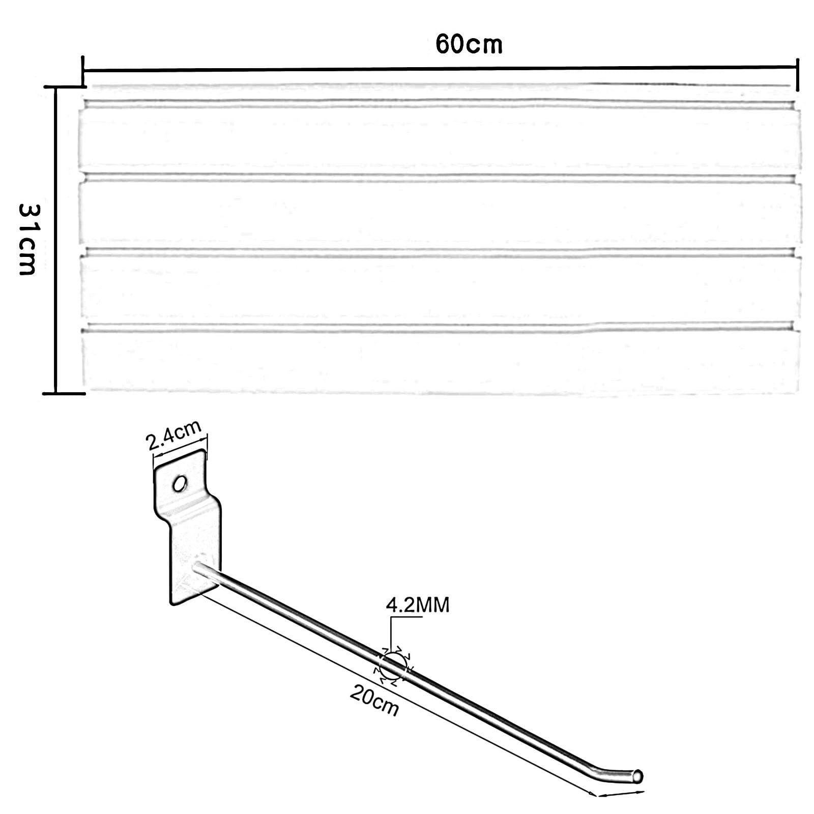 Pannelli dogati per Ga & Retail – Confezione da 4 nizer da parete con 10 Hoo PVC Sto Rack bianco (60 x 31 cm)