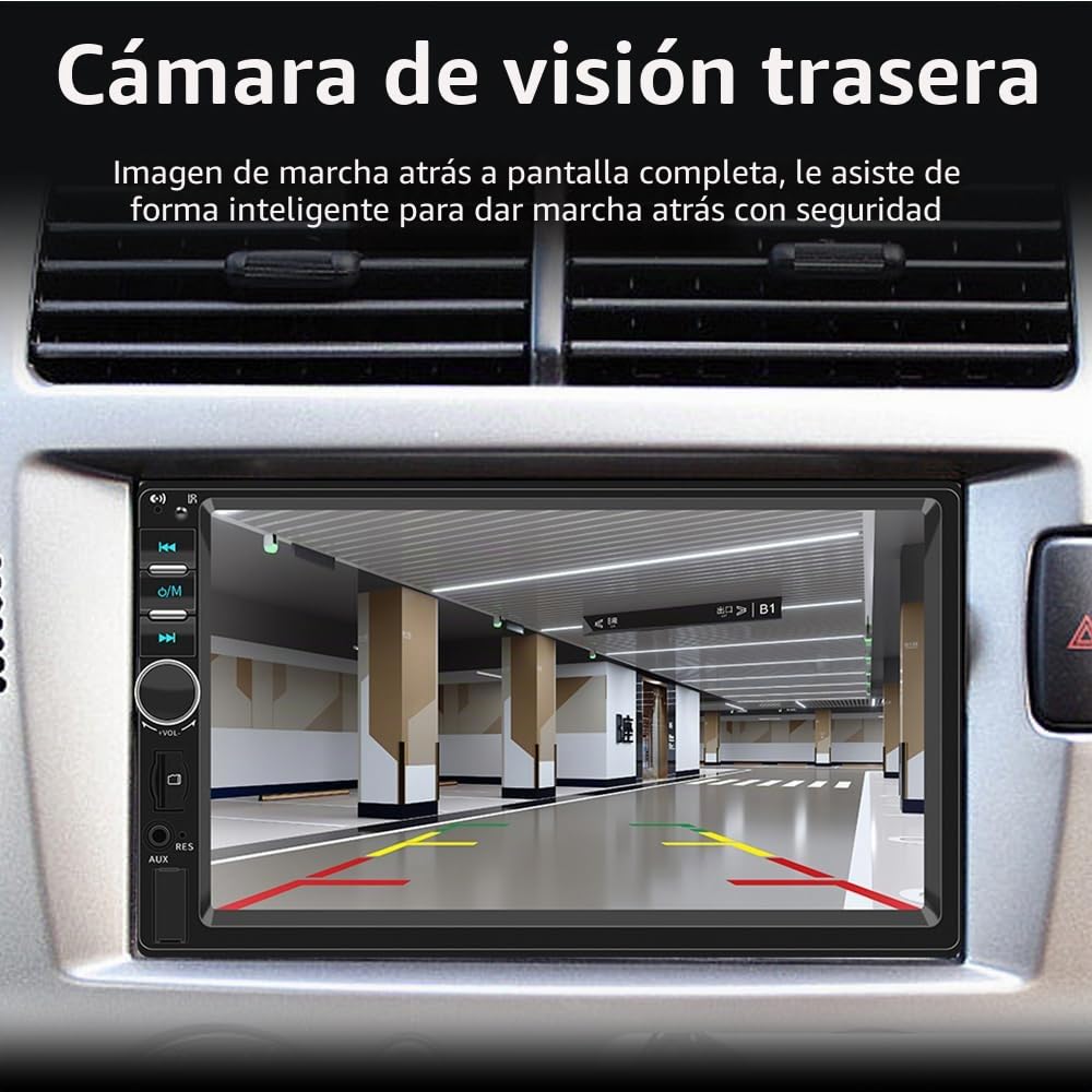 Radio de Coche con Reproductor Carplay con Cable Android, Mirror Link Autoradio 2 DIN Pantalla táctil LCD de 7 Pulgadas, Soporte de Audio estéreo automático FM/MP5/USB/BT/AUX con Control Remoto
