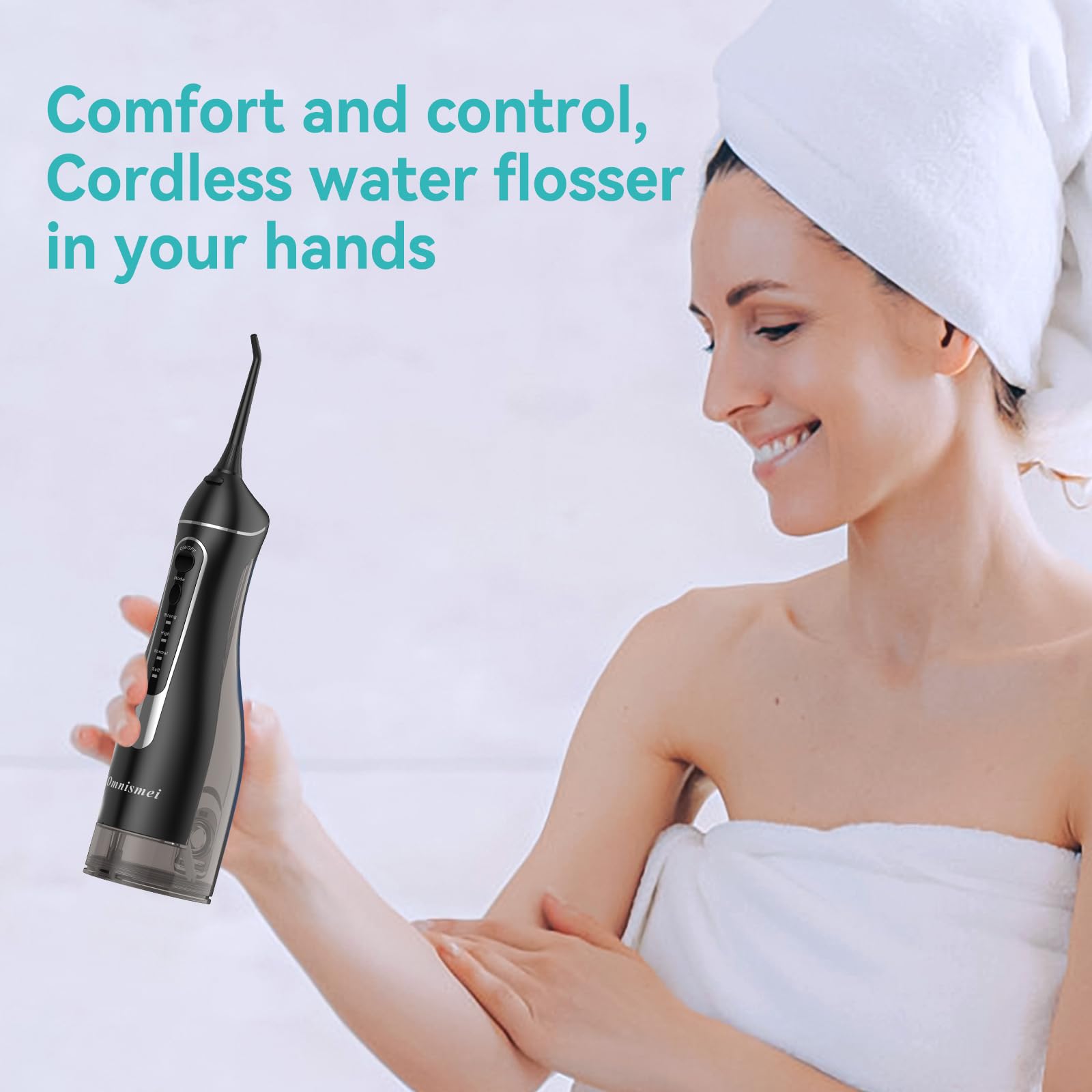 Water Dental Flossers for Teeth，300ML Cordless Portable Electric Water Flosser, 4 Modes Oral Irrigator, Waterproof Rechargeable Water Floss for Deep Cleaning,Plaque Remover,Braces Home Travel Use