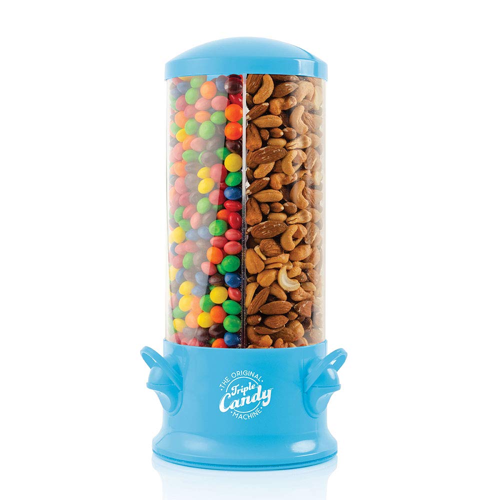 Handy Gourmet The Original Triple Candy Machine - Fun Candy & Nut Dispenser - New & Improved (Blue) - 360 Degree Selection-image-0