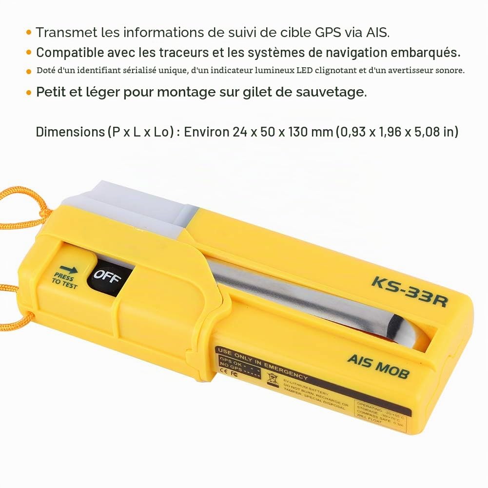 Balise de Localisation Personnelle, équipement de sécurité pour Bateau, Traceur GPS Overboard Rescue Survivor, Gilet de Sauvetage SOS, AIS Mob pour la Randonnée, la Navigation de