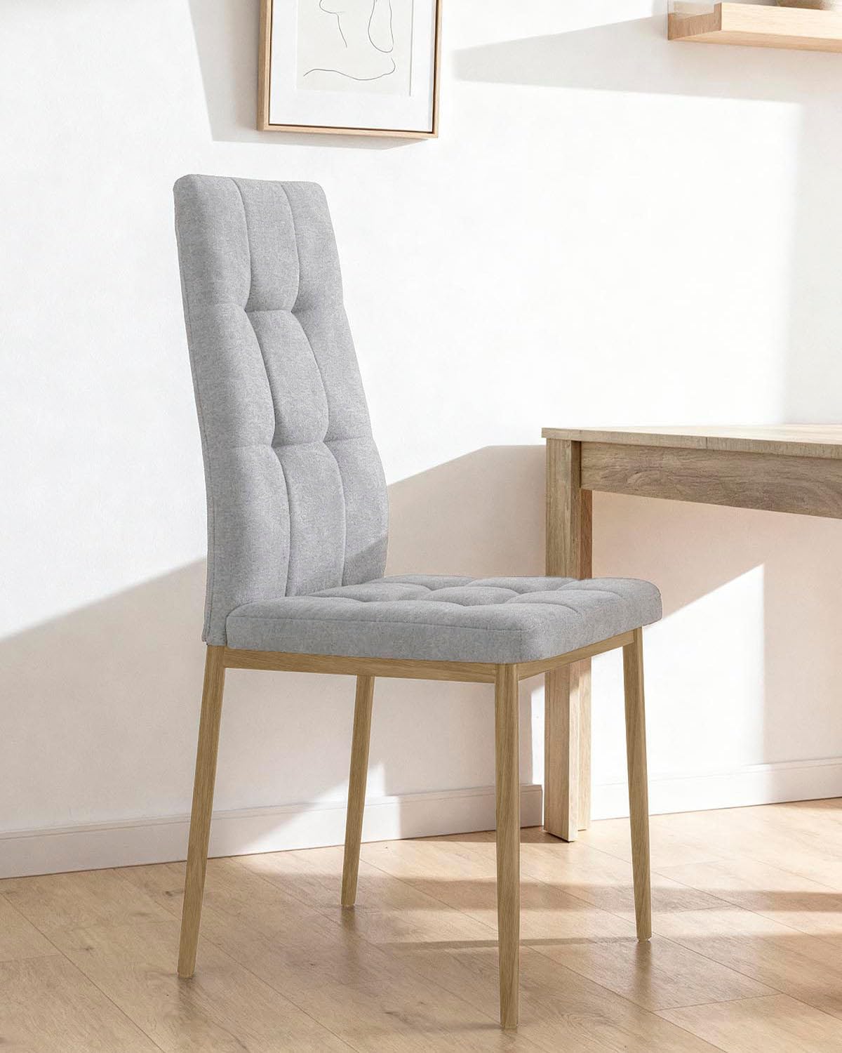 LIVAN HOME - Set de 4 sillas de comedor tapizadas Leonor
