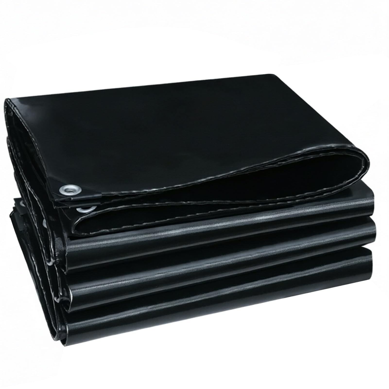 Waterproof Black Tarpaulin 500g/㎡ - Heavy Duty Outdoor Canvas Tarp with Grommets, UV & Tear Resistant Protective Cover - Truck Tarps(3x3m(9.8ftx9.8ft))
