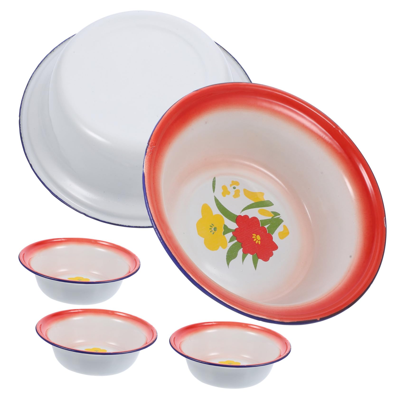 Gatuida Juego de 5 Cuencos de Esmalte Vintage para Sopa y Camping